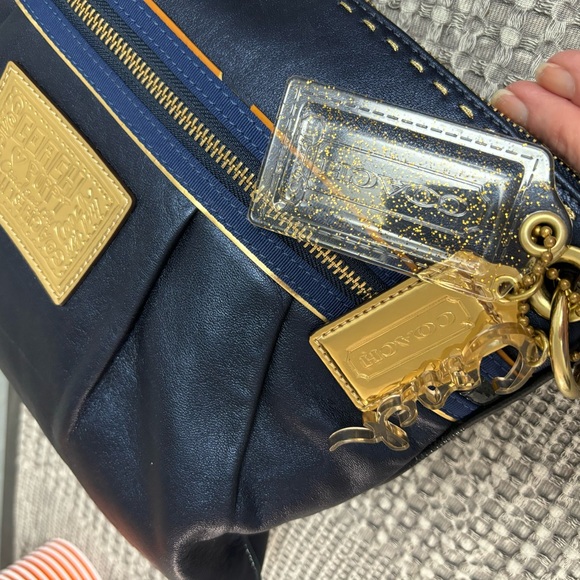 Coach Poppy Metallic Leather “Groovy Blue” Sapphire 2 way Bag - Picture 5 of 15